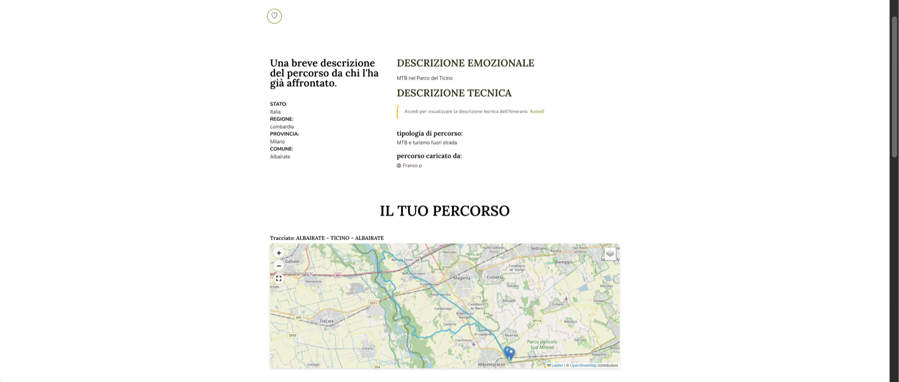 Scheda itinerario — prima